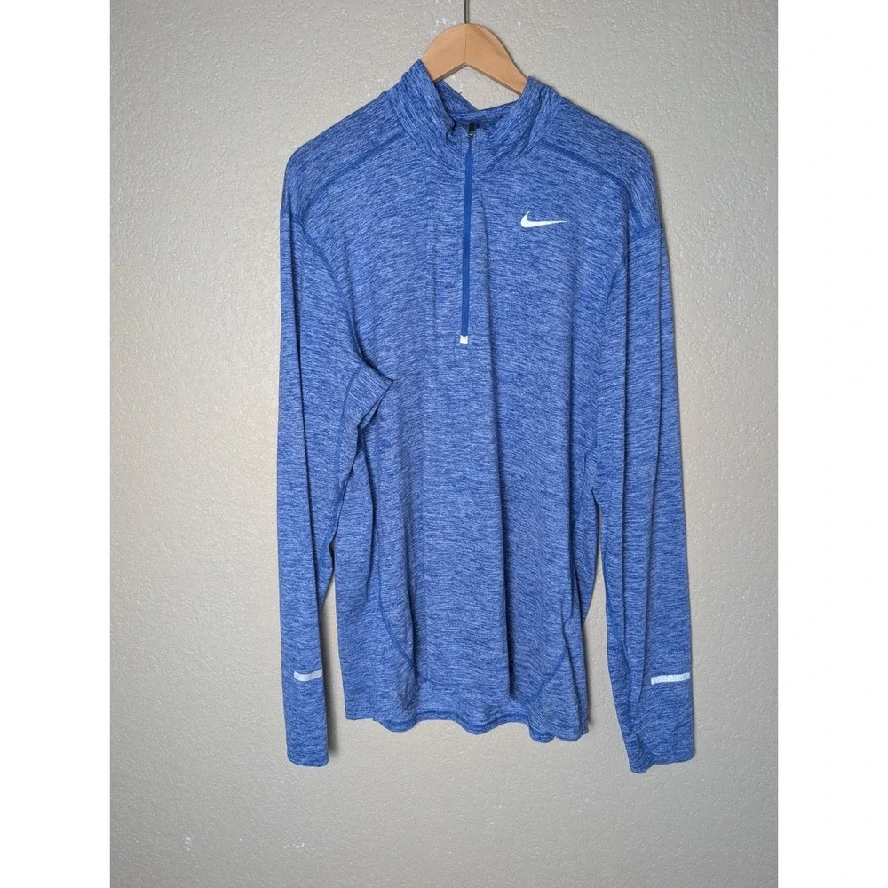 Nike Womens Element 1/2 Zip Running Dri Fit Top Blue Size XL Heathered Blue